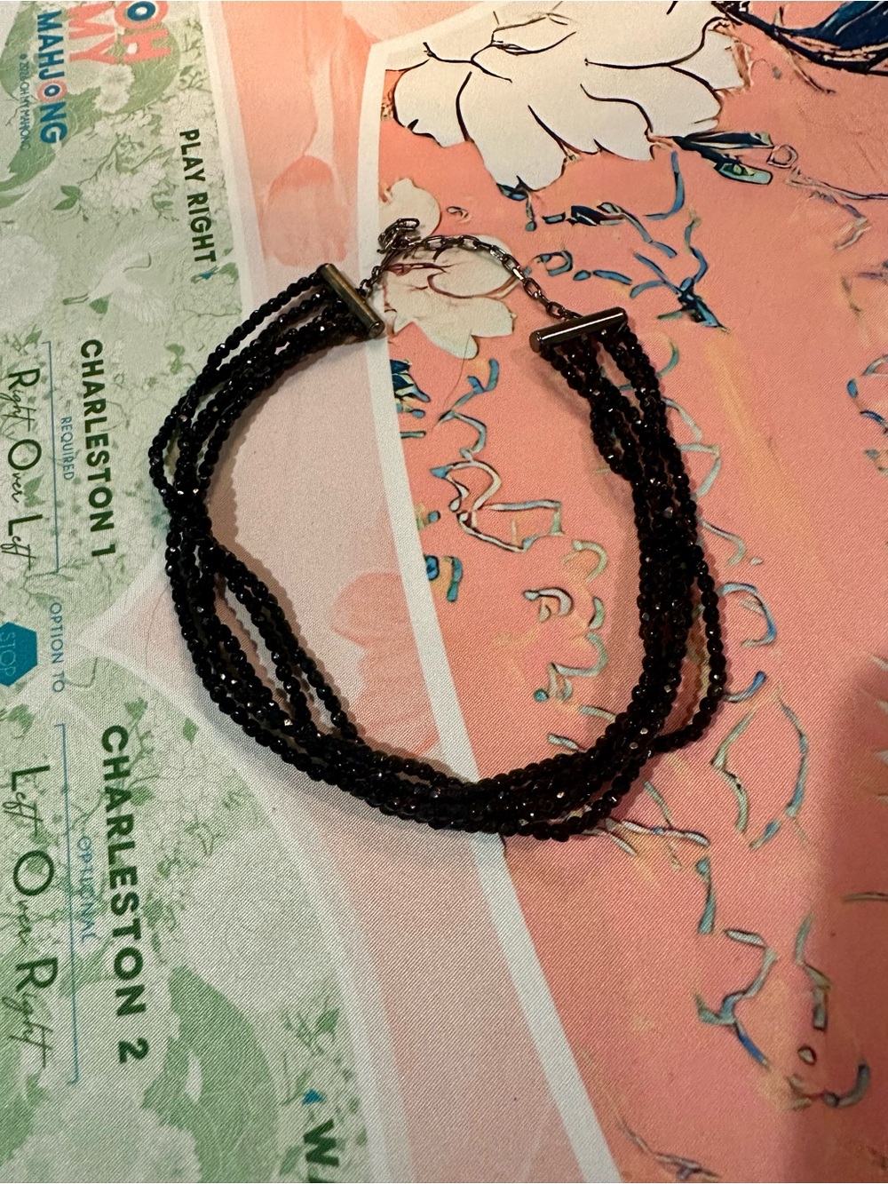 5 Strand Black Beaded choker necklace